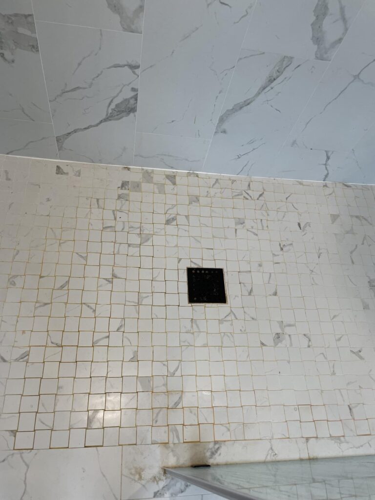 Shower tile cleaning before